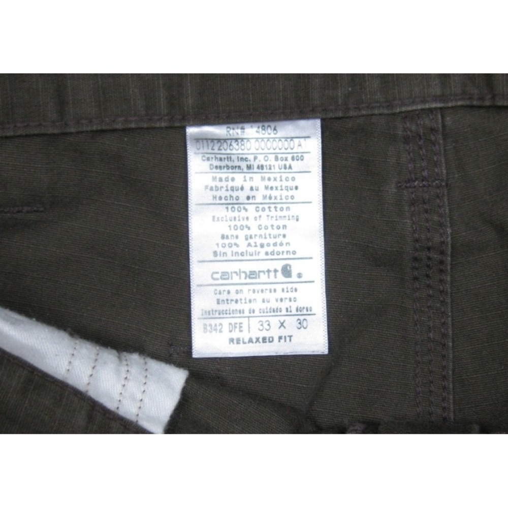 Carhartt Ripstop Cargo Work Pants Men's (33x29) Loose Fit Brown Double Knee - Picture 8 of 14